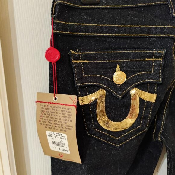True Religion Women's Becky Dark Wash Button Zip Jeans Size 26 - Picture 6 of 6
